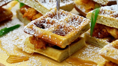 Late Night Bites - Chicken and Waffles with Hot Sauce Maple Syrup