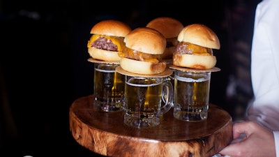 Late Night Bites - Mini Beef and Cheddar Sliders Paired with Craft Beer