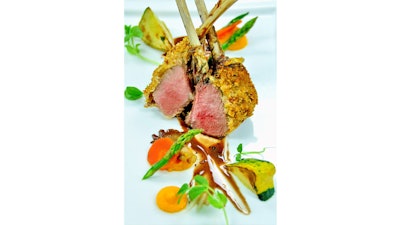 Pistachio Crusted Lamb and Spring Vegetables