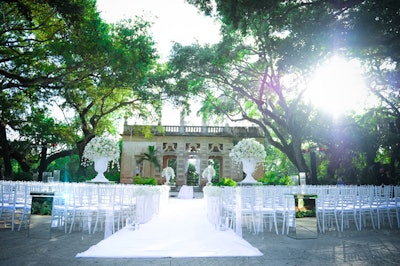 Romantic Wedding Ceremony Decor at Vizcaya Museum and Gardens