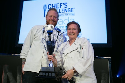 The winning team left with a whimsical trophy decorated appropriately with cooking utensils.