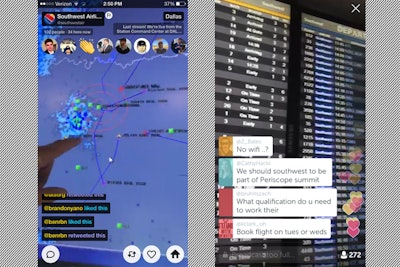 Meerkat (left) and Periscope both allow users to instantly broadcast directly from their mobile devices.