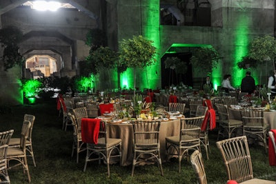 The dining room was carpeted with sod, and organizers wanted the smell of living plants to fill the air.