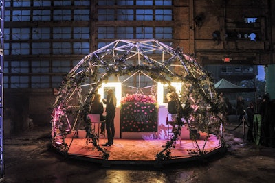 Sponsor Lancôme Canada offered makeup applications in a flower-filled dome.