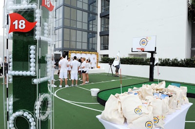 Golf balls served as eye-catching lettering at Tide's sports-minded event.