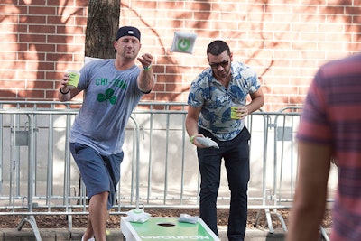 Employees played a classic summertime game in an area referred to as 'Cornhole Campus.'