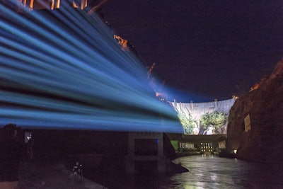 Another scene from the presentation projected onto the dam