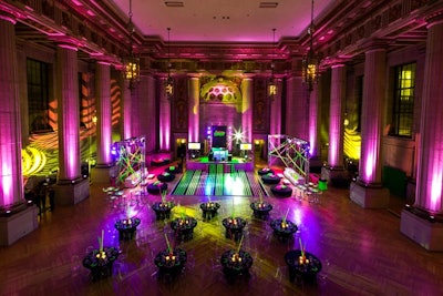 The rave-theme bat mitzvah, which had a neon green and pink color scheme, took place at the Andrew W. Mellon Auditorium.