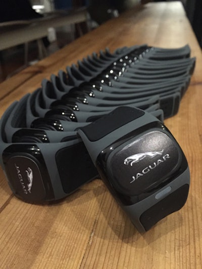 Each day Jaguar gives 20 fans a biometric wristband and an iPhone that acts as a transmitter. Users can choose to provide their first name, how many times they have attended Wimbledon, and the name of their favorite player, and that information is used in some of the visualizations.