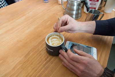 There was also a latte artist on site who rendered images of guests' faces in foam.