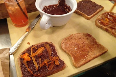 At the Pottery Barn event, guests assembled their own sandwiches on the spot using various popular ingredients to suit their personal tastes.