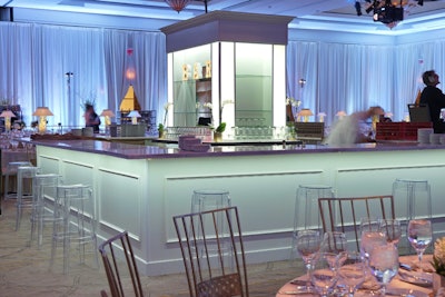Toast custom built the 19th Hole Bar for the Humana Challenge. It included real marble countertops, LED backlighting, and mirrored shelves.