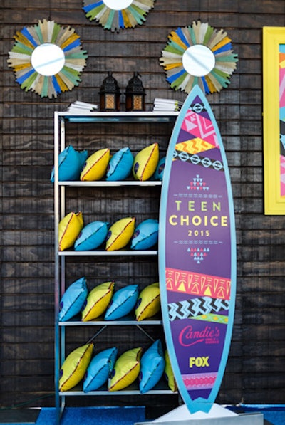 The design of the tent was inspired by the look of this year's Teen Choice Award surfboard.
