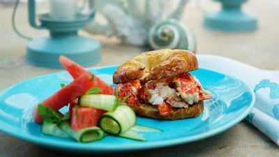 Lobster Croissant with Watermelon Cucumber Salad