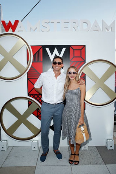 A step and repeat featured oversize X's in circles that resembled ship steering wheels. Throughout the night, celebrity guests including models Chanel Iman and Erin Heatherton posed against the backdrop.
