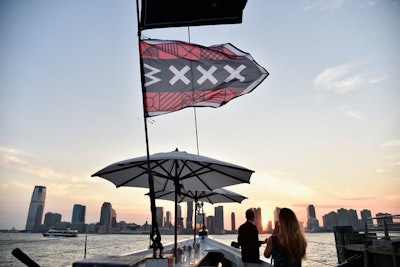 Since the early 1500s, Amsterdam's city symbol has been 'XXX.' The symbol appeared, along with the W Hotels Worldwide logo, on flags that decked the boat.