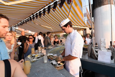 With catering from Grand Banks, the evening's menu included traditional Dutch dishes such as bitterballen (braised beef with smoked paprika and chili) and seafood such as sea-bream ceviche, oysters, and mini lobster rolls.