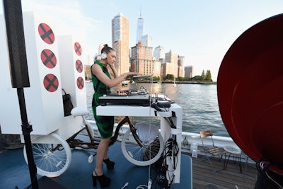 DJ Mia Moretti spun from a custom DJ booth bicycle, a tribute to Amsterdam’s reputation as the bicycle capital of the world.
