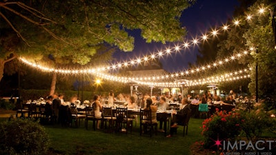 Wedding Stringlights Over Lawn