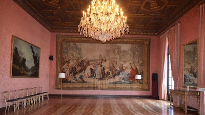 Sumptuous Gobelin tapestry in the Salon Rose