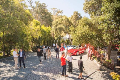 Directly behind Casa Ferrari was a garage area for Ferrari's corporate fleet, vehicles that belonged to Ferrari executives. The space was also the staging area from which select clients and media could take certain Ferraris out for test drives.