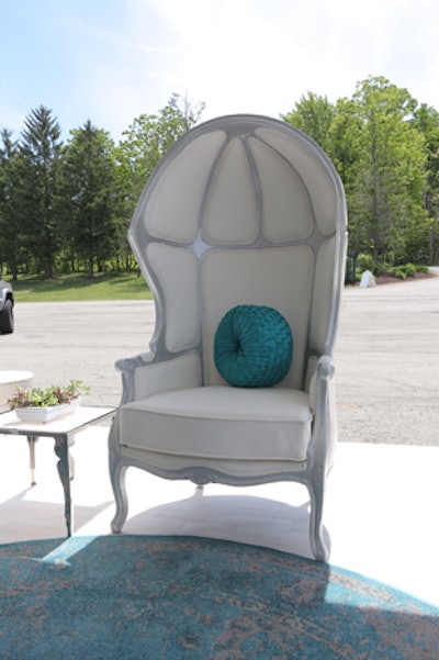 Warwick chair, $350 for natural fabric with natural trim and $395 for white fabric with gold or silver trim, available in Pennsylvania, Ohio, West Virginia, New York, and Maryland from All Occasions Party Rental