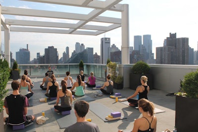 SpotYoga has hosted classes at the Ink48's Heaven Over Hell Penthouse, which features a 2,200-square-foot private terrace overlooking the Hudson River.