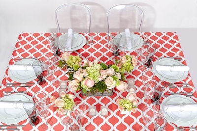 Neva tangerine linens, from $38, available nationwide from Party Rental Ltd.