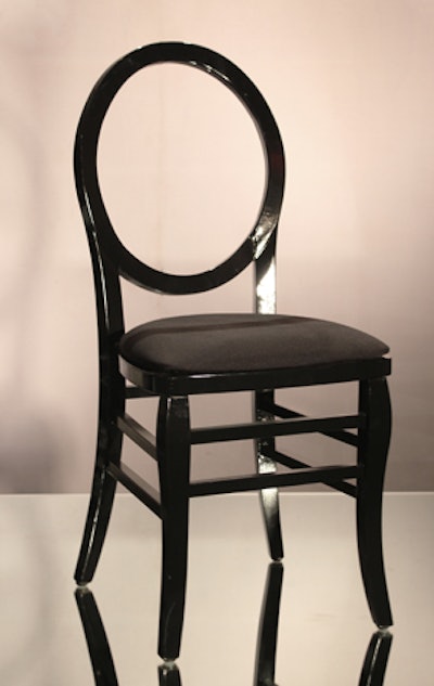 Louis “O” chair in black, white, or silver, $12.75 each, available nationwide from Town & Country Event Rentals