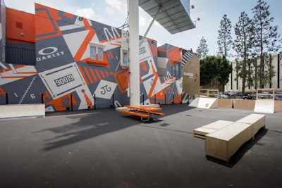 The Los Angeles space included a pop-up skate park.
