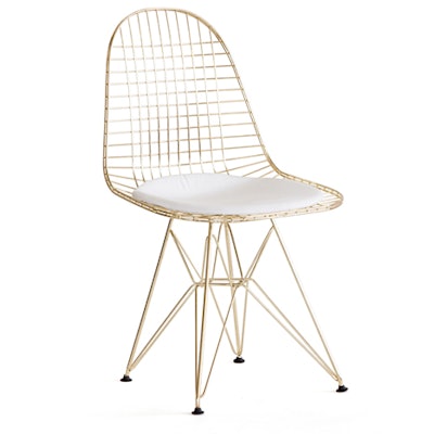 Delancy wire chair in gold or chrome, price upon request, available in the Northeast region from High Style Rentals