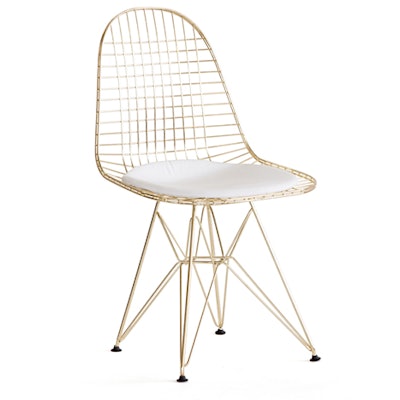 Delancy wire chair in gold or chrome, price upon request, available in the Northeast region from High Style Rentals