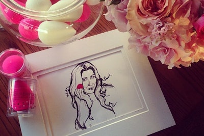 For a Los Angeles event celebrating the launch of its Sur.face Pro makeup palette, beauty brand Beautyblender hosted an August 2014 event with a customized gift for bloggers. A Stuk Designs artist sketched portraits of invitees holding the new products, creating the drawings based on photos from guests’ social media streams.