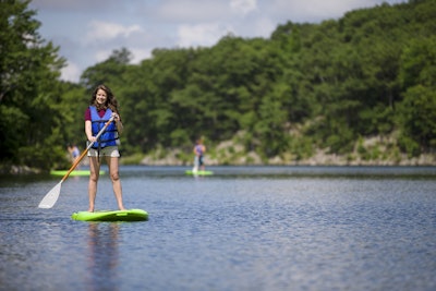 Paddle Boarding at the Adventure Center on the Mountain Top Lake at Crystal Springs Resort