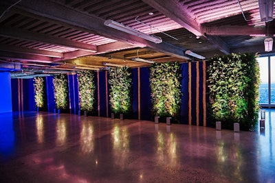 Panels of live greenery created an aromatic entrance to the event as well as sectioned off the area used for a tasting dinner before the larger reception. The decor recalled Martell's 300th anniversary event in France, which was held in May at the Palace of Versailles.