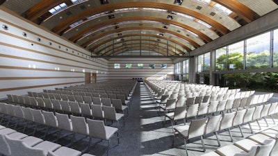 Guerin Pavilion, dramatic theater style set-up. Photo by Elon Schoenholz.