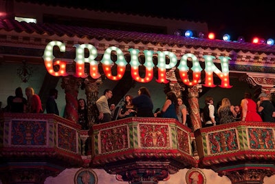 The Groupon holiday party, held at the Aragon Ballroom in December 2014, was inspired by the Midway at the World's Columbian Exposition fair, also known as the Chicago World's Fair.