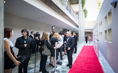 Perfect red carpet setup for a step and repeat press walk. Photo by Bebe Jacobs.