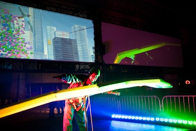 For the 2011 Nuit Blanche, Flightpath, the centerpiece installation of “The Future of the Present” exhibit invited guests to pass 'Flightschool' before riding a zipline over Nathan Phillips Square. A separate flight simulator allowed visitors to see a reimagined form of commuting.