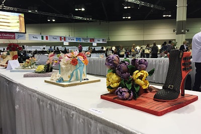 Entries in the floral and shoe category of the cake competition had to include at least six edible flowers and one edible shoe in their displays.