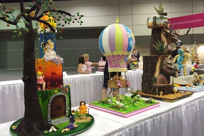 Entrants in the cake competition brought finished products to the convention center for judging. To assist with any cakes that were damaged in transit, organizers created a “cake hospital” at the back of the show floor stocked with supplies to make repairs.