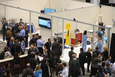 A.C.E.P. staged a mock emergency room on the show floor, featuring scripted accidents and actors.