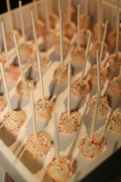 Deutsch LA's Studio 54-theme holiday party, held at Hangar 8 in Santa Monica, California, in December 2014, featured a new classic—peppermint cake pops by Schaffer's Genuine Foods.
