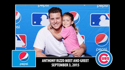 Chicago Cubs Anthony Rizzo celebrity meet and greet photo activity, photos printed instantly onsite, sponsored by Pepsi.