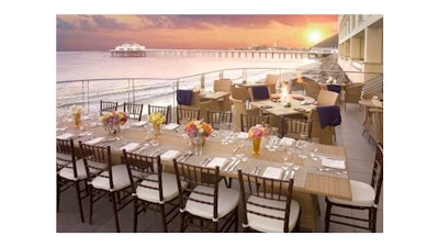 Table on Terrace with Pier Backdrop