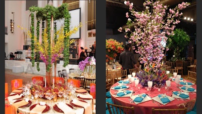 Yellow oncidium for Asia Society Gala 2011, pink cherry blossom for NY Flower Show 2013
