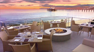 Carbon Beach Club Terrace with Fireplace