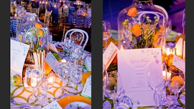VIP tables with floral terrariums at 2015 HealthCorps Gala