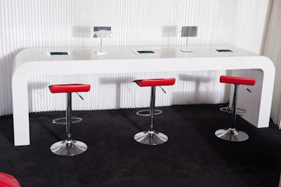 White long interactive table, $350, available throughout the New York area from RentQuest