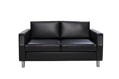Naples black vinyl love seat, price upon request, available nationwide from Cort Event Furnishings